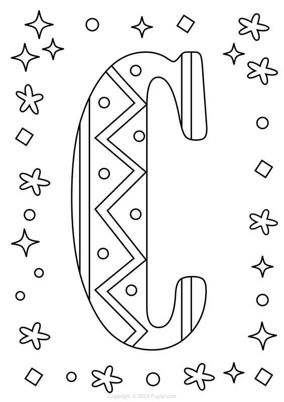 🖍️ Letter C with a Pattern - Printable Coloring Page for Free - Pupla.com