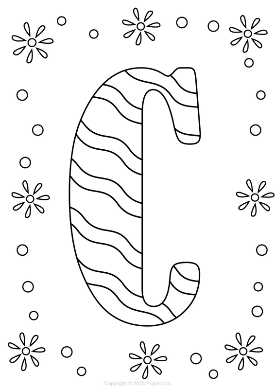 Letter C met een golvend patroon Kleurplaat