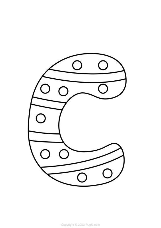 Letter C met cirkels en lijnen Kleurplaat