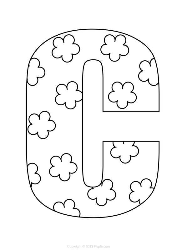 Letter C with Clouds Coloring Page