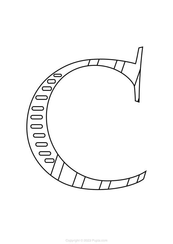 Letter C with Lines Coloring Page