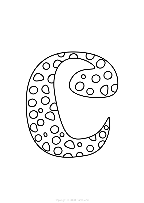 Buchstabe C mit Kieselsteinen Ausmalbild