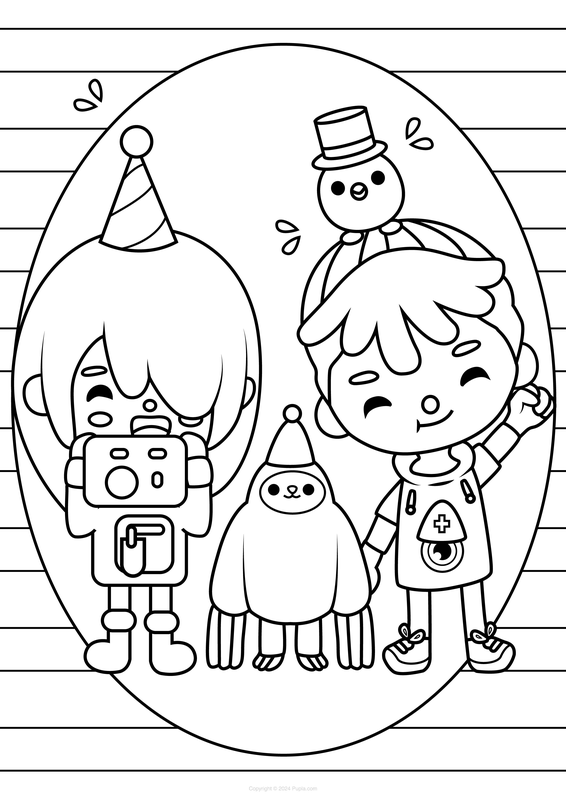 Toca Boca Boy and Girl Coloring Page