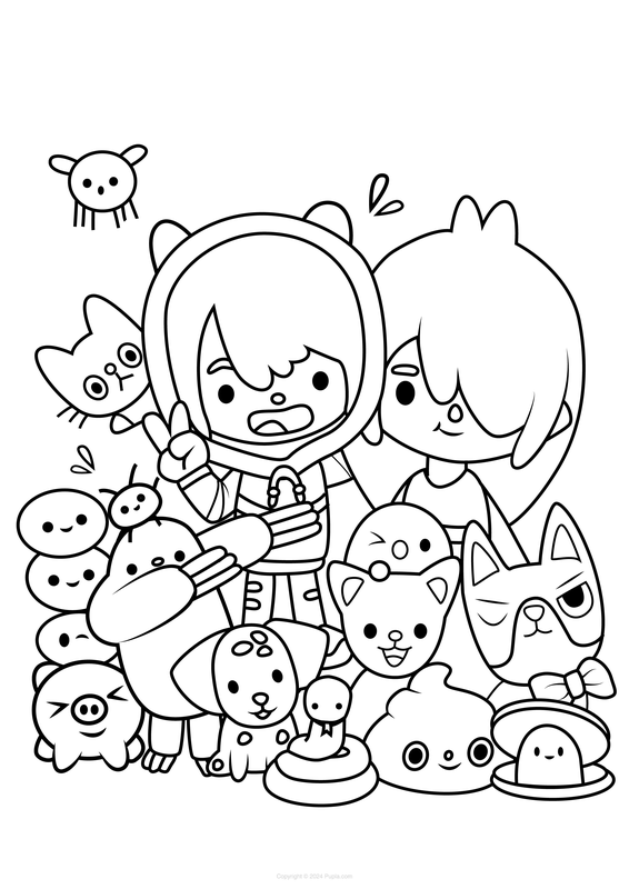 Toca Boca Characters Coloring Page