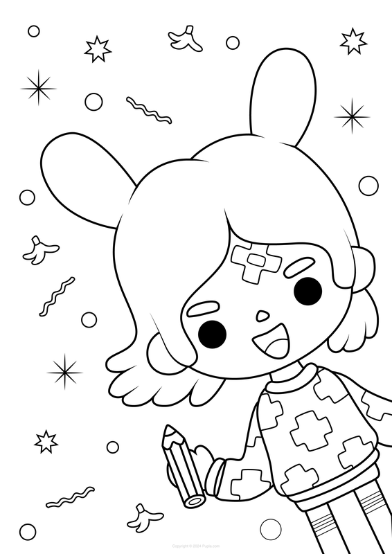 Toca Boca Girl with Band Aid Coloring Page