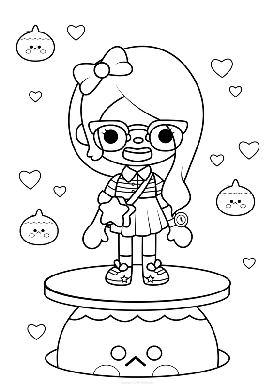 Coloriage Toca Boca Fille avec lunettes