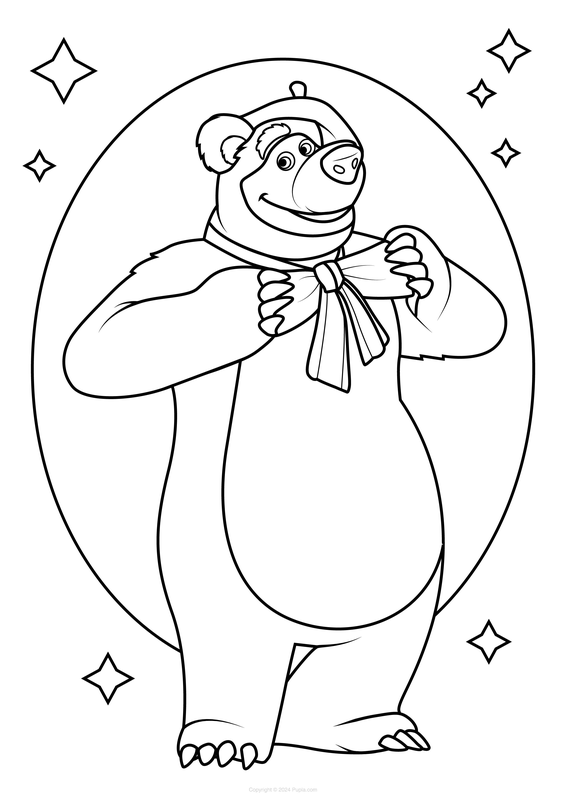 Bear Dressed Up Coloring Page