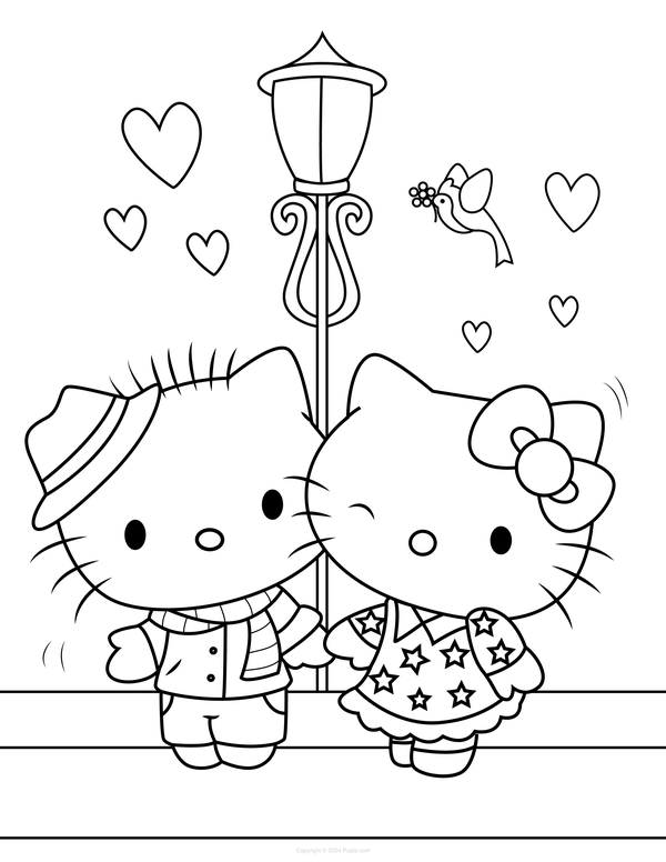 Dibujo para Colorear Hello Kitty y Dear Daniel