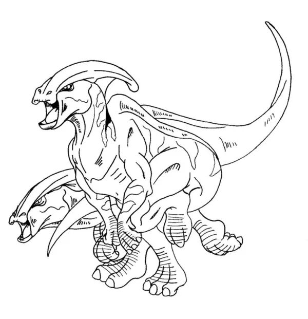 Dibujo para Colorear Par de dinosaurios Parasaurolophus
