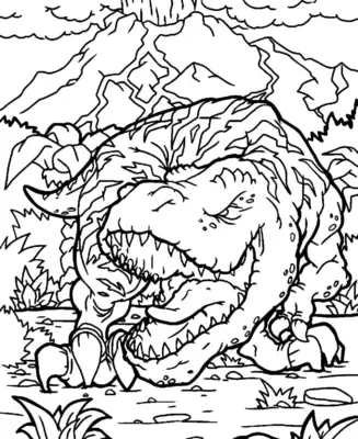 Dinosaurus T-rex Vulkaan