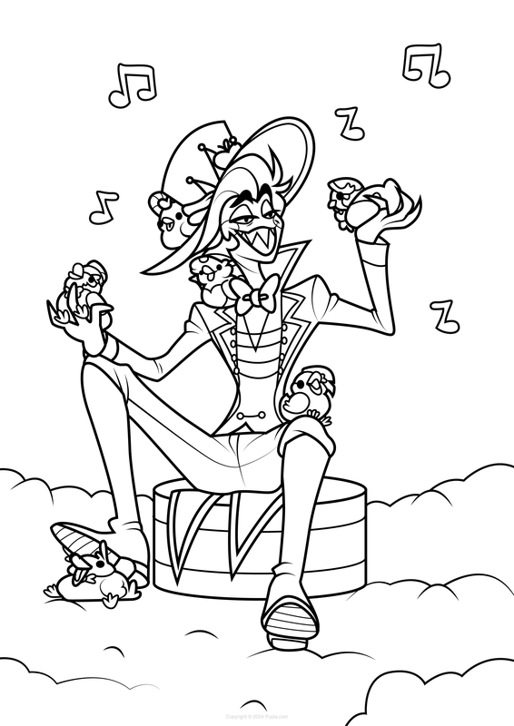 Hazbin Hotel Lucifer and Birds Coloring Page