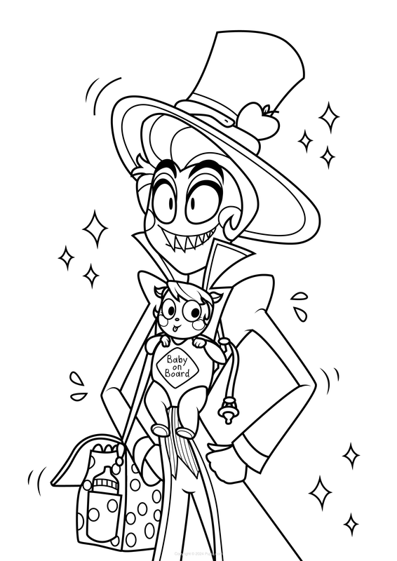 Hazbin Hotel Lucifer Carrying Baby Coloring Page