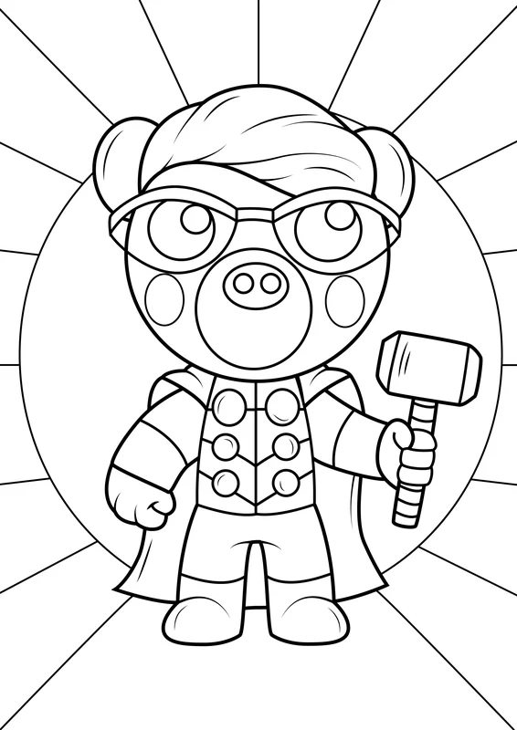 Roblox Character with Hammer Coloring Page