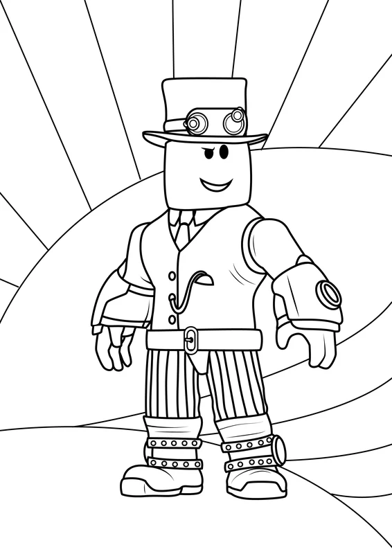 Roblox Character with Hat Coloring Page