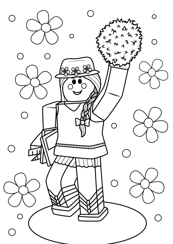 Roblox Girl Pom Poms Coloring Page