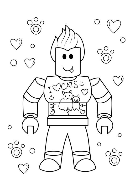 Roblox I Love Cats Tshirt Coloring Page