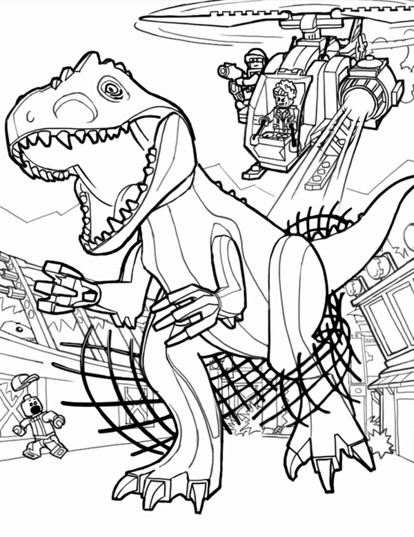 Dibujo para Colorear Dinosaurio Lego T-rex