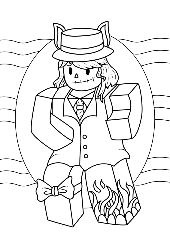 Roblox Character Flames Coloring Page