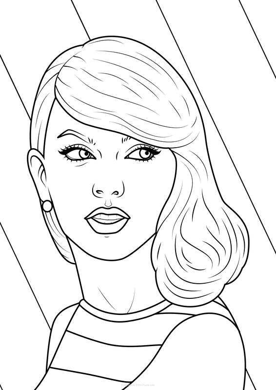 Taylor Swift looking to the side Coloring Page