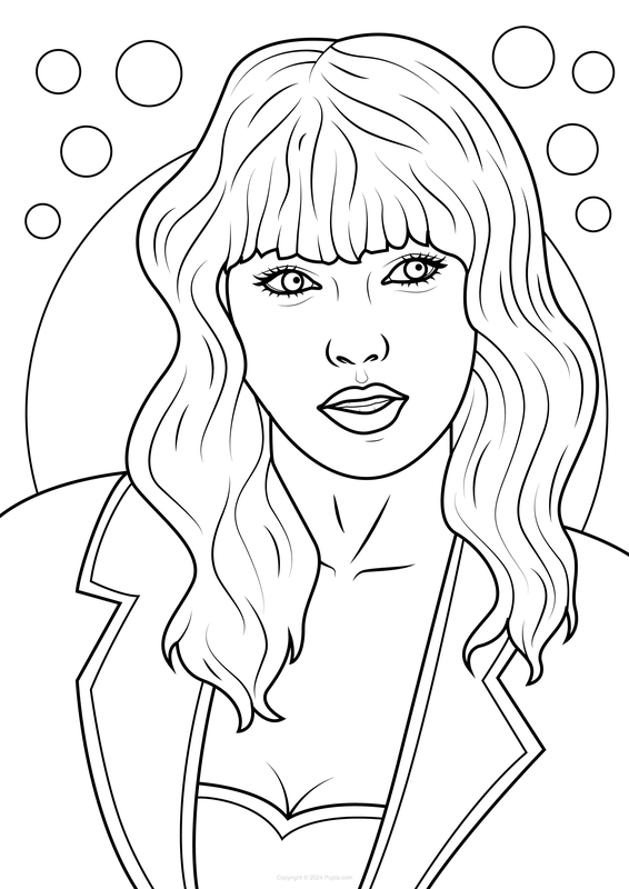 Taylor Swift wearing a jacket Coloring Page