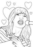Taylor Swift cantando en el micrófono