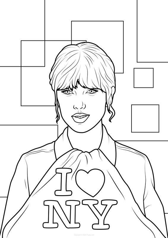 Taylor Swift I Love New York Coloring Page