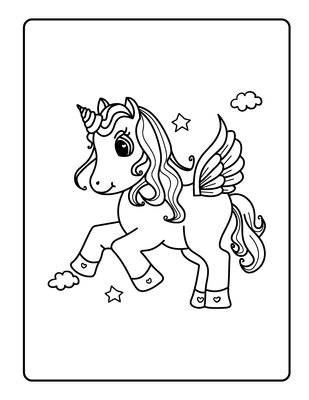 Unicorn Loopt op Wolken