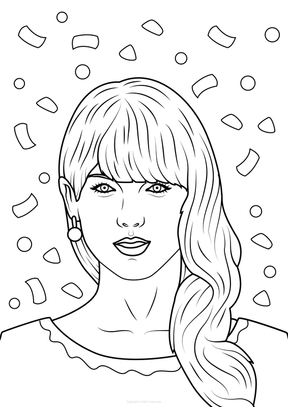 🖍️ Taylor Swift Confetti - Printable Coloring Page for Free - Pupla.com