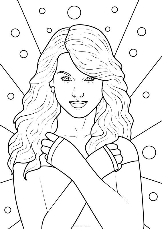 Dibujo para Colorear Taylor Swift con los brazos cruzados