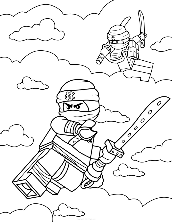 Dibujo para Colorear Ninjago en las nubes