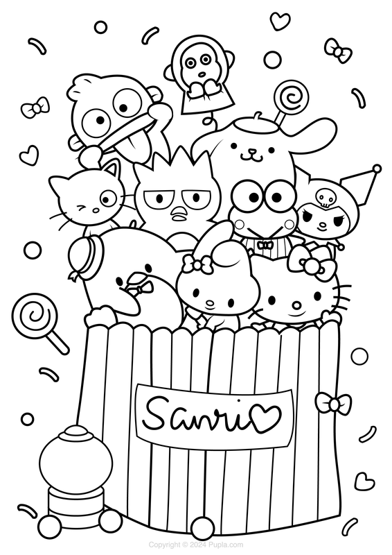 Dibujo para Colorear Caramelos de los personajes de Sanrio