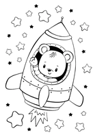 Kawaii Bear in Rocket