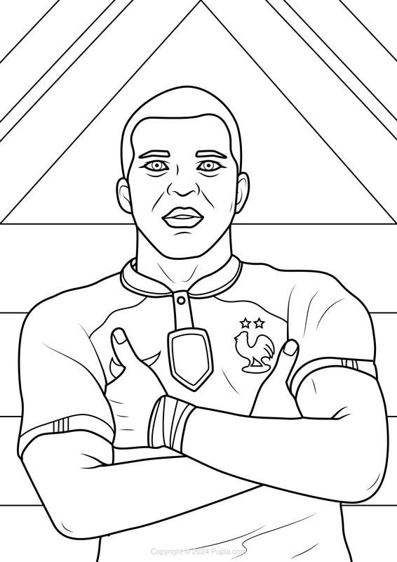 Mbappe Crossed Arms Celebration Coloring Page