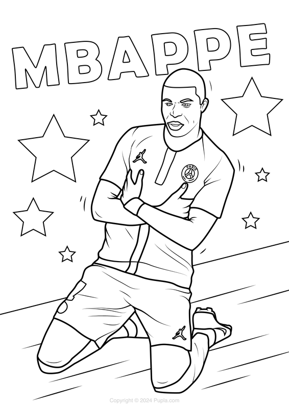 Dibujo para Colorear Celebración del deslizamiento de rodilla de Mbappe