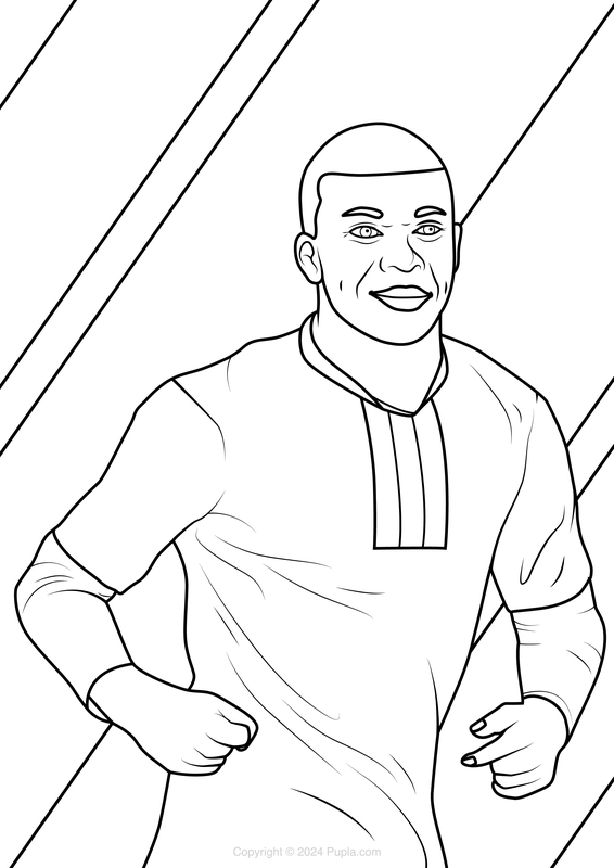 Mbappe Running Coloring Page
