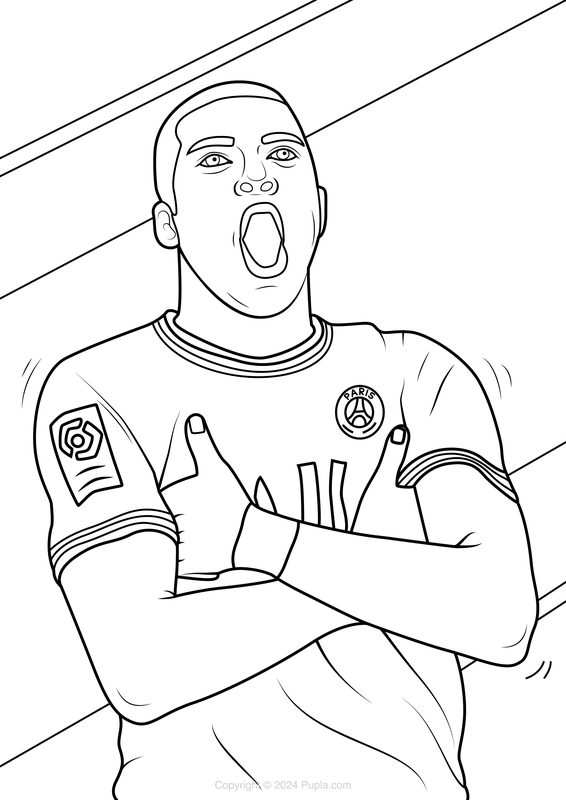 Mbappe Shouting Coloring Page