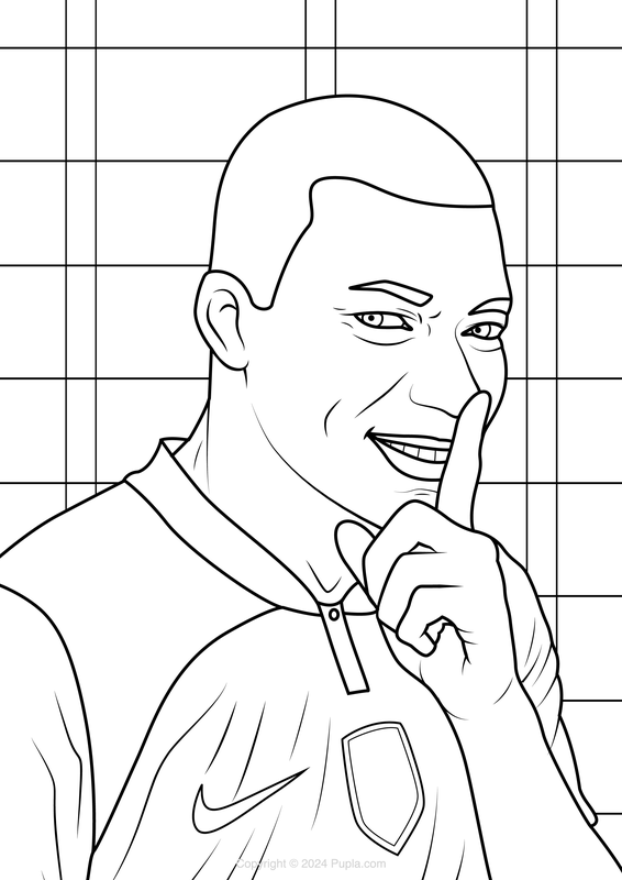 Mbappe Smiling Coloring Page