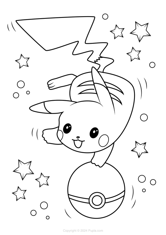 Coloriage Pikachu dansant