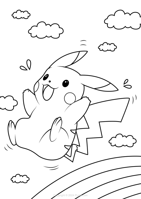 Coloriage Pikachu arc-en-ciel