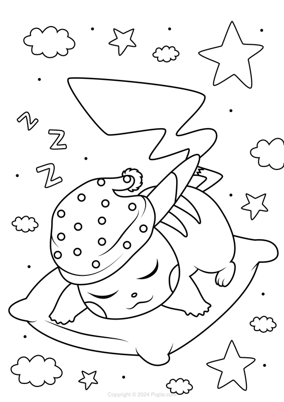 Dibujo para Colorear Pikachu durmiendo