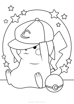Pikachu met een pet op