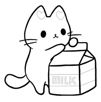 Chat kawaii avec du lait