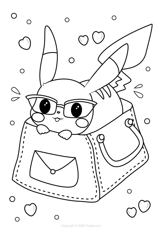 Coloriage Pikachu portant des lunettes