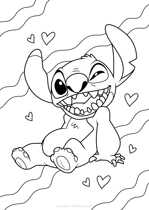 Stitch Winking Coloring Page