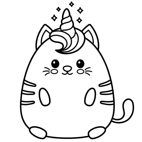 Dibujo para Colorear Gato kawaii