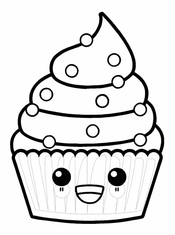 Kawaii Cupcake Coloring Page