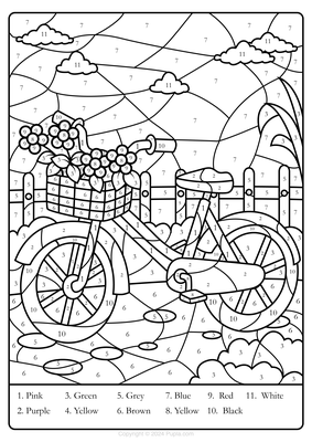 Kleur op nummer Fiets