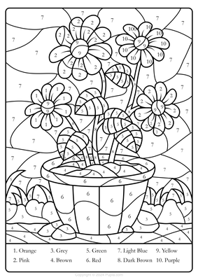 Kleur op nummer Bloemen