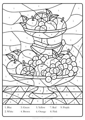 Color by Number Fruit Bowl