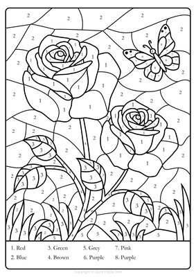 Kleur op nummer Rozen